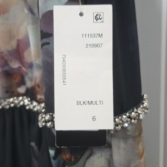 SLNY Floral Maxi Shoulderless Rhinestone Dress NWT Size 6 - Picture 5 of 12